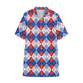 American Argyle Pattern Print Cotton Hawaiian Shirt