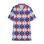 American Argyle Pattern Print Cotton Hawaiian Shirt