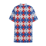 American Argyle Pattern Print Cotton Hawaiian Shirt