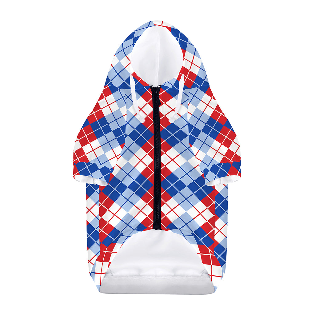 American Argyle Pattern Print Dog Zip Up Hoodie