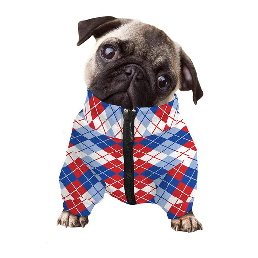American Argyle Pattern Print Dog Zip Up Jacket