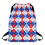 American Argyle Pattern Print Drawstring Backpack