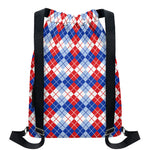 American Argyle Pattern Print Drawstring Backpack