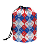 American Argyle Pattern Print Drawstring Makeup Bag