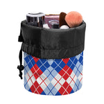 American Argyle Pattern Print Drawstring Makeup Bag