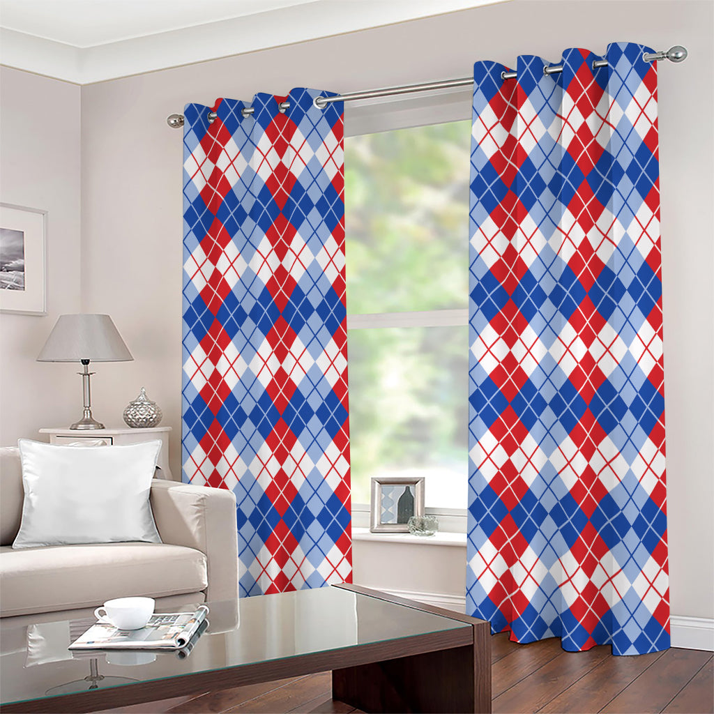 American Argyle Pattern Print Extra Wide Grommet Curtains