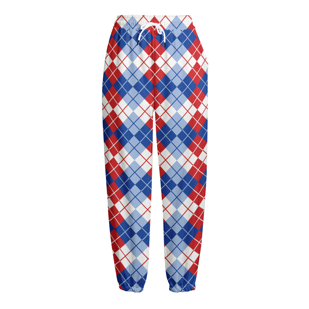 American Argyle Pattern Print Fleece Lined Knit Pants