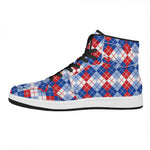American Argyle Pattern Print High Top Leather Sneakers