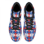 American Argyle Pattern Print High Top Leather Sneakers