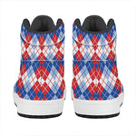 American Argyle Pattern Print High Top Leather Sneakers