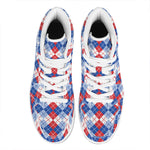 American Argyle Pattern Print High Top Leather Sneakers