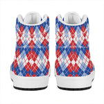 American Argyle Pattern Print High Top Leather Sneakers