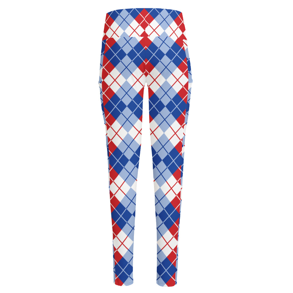 American Argyle Pattern Print High-Waisted Pocket Leggings