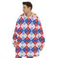 American Argyle Pattern Print Hoodie Blanket