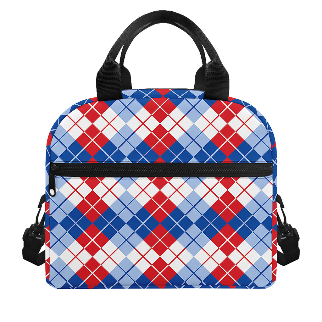 American Argyle Pattern Print Insulated Lunch Bag
