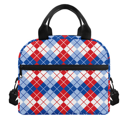 American Argyle Pattern Print Insulated Lunch Bag
