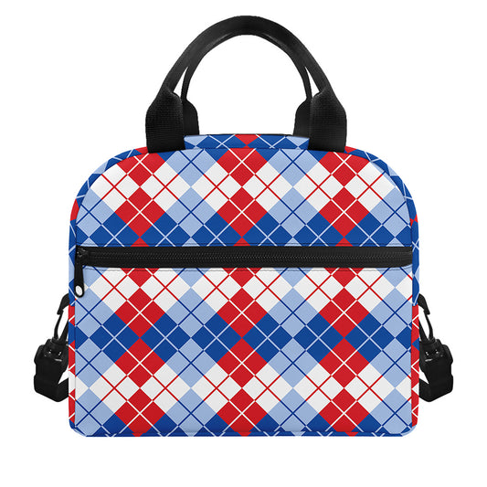 American Argyle Pattern Print Insulated Lunch Bag