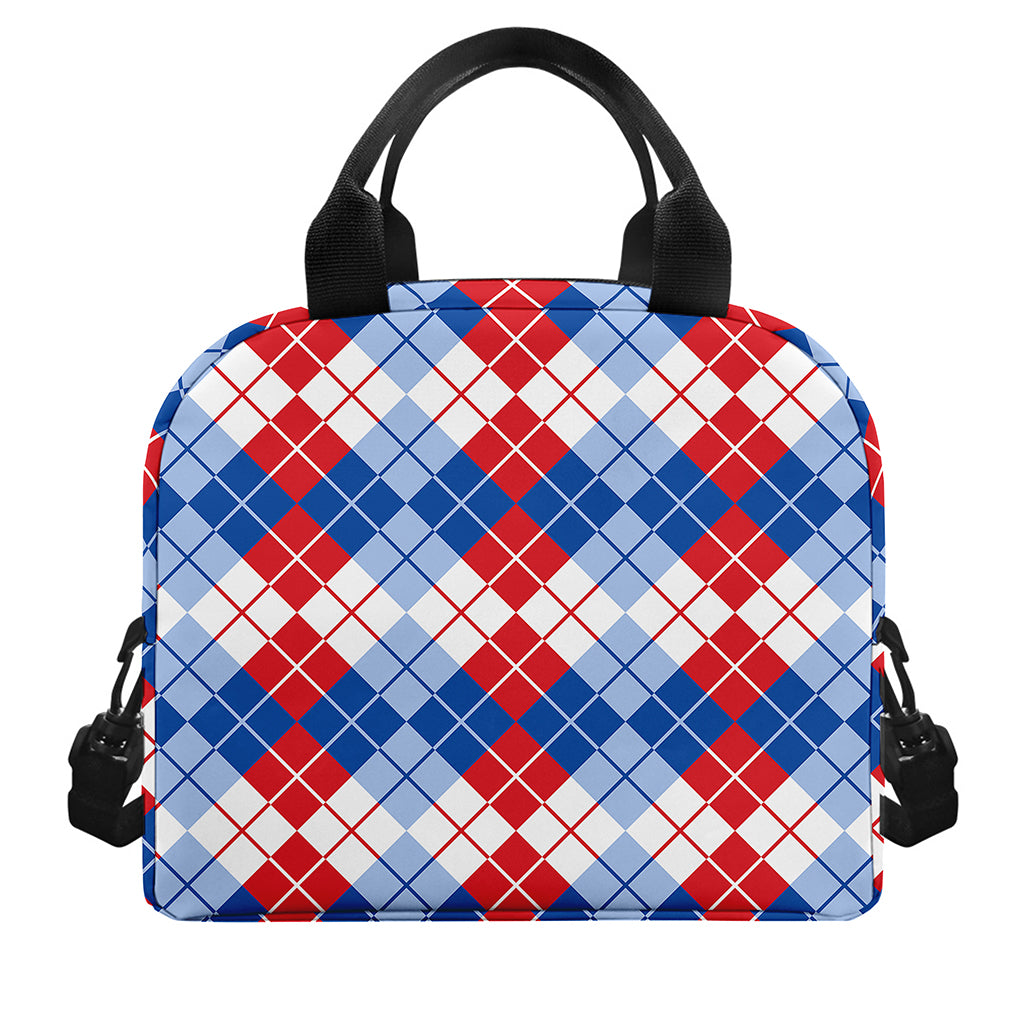 American Argyle Pattern Print Insulated Lunch Bag