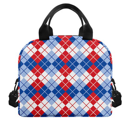 American Argyle Pattern Print Insulated Lunch Bag
