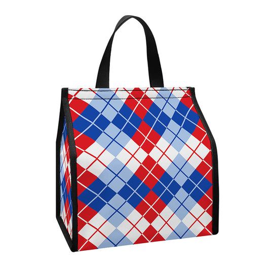 American Argyle Pattern Print Insulated Lunch Tote