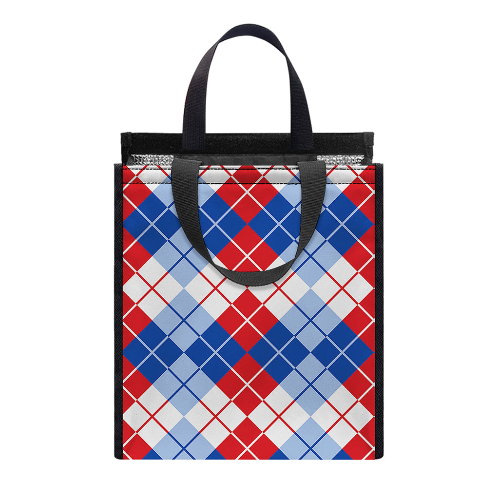 American Argyle Pattern Print Insulated Lunch Tote