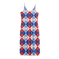 American Argyle Pattern Print Jersey Midi Cami Dress