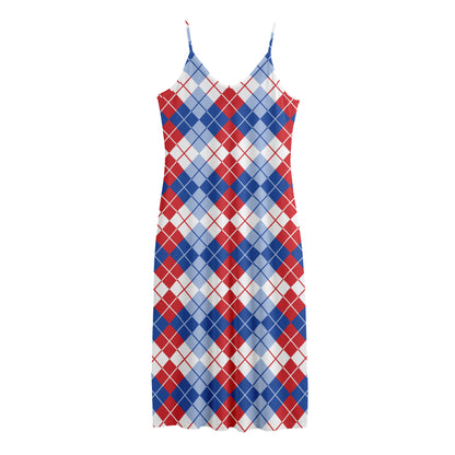 American Argyle Pattern Print Jersey Midi Cami Dress