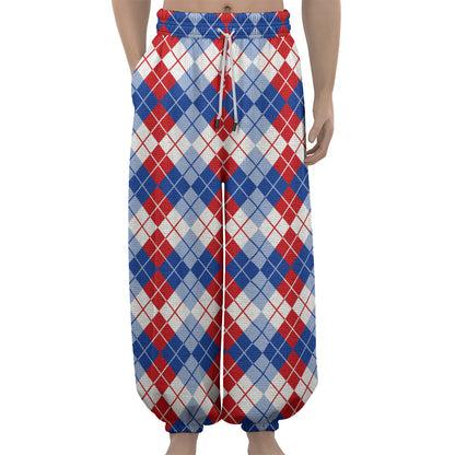 American Argyle Pattern Print Lantern Pants