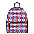 American Argyle Pattern Print Leather Backpack
