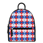 American Argyle Pattern Print Leather Backpack