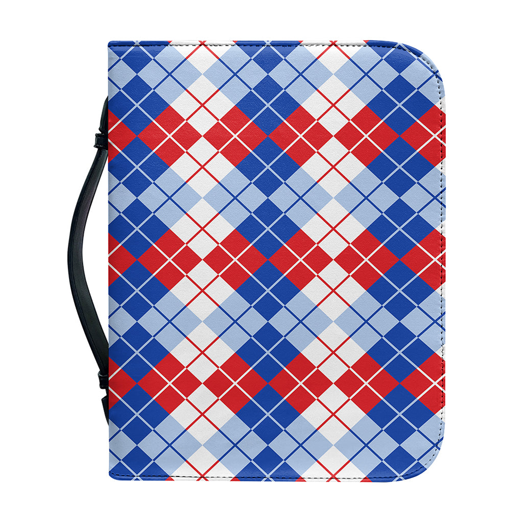 American Argyle Pattern Print Leather Bible Cover
