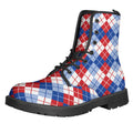 American Argyle Pattern Print Lace-Up Boots