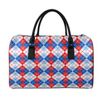 American Argyle Pattern Print Leather Duffle Bag