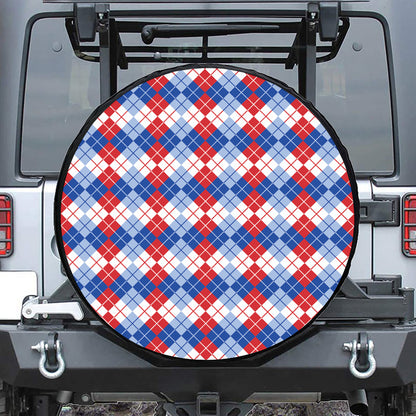 American Argyle Pattern Print Leather Spare Tire Cover