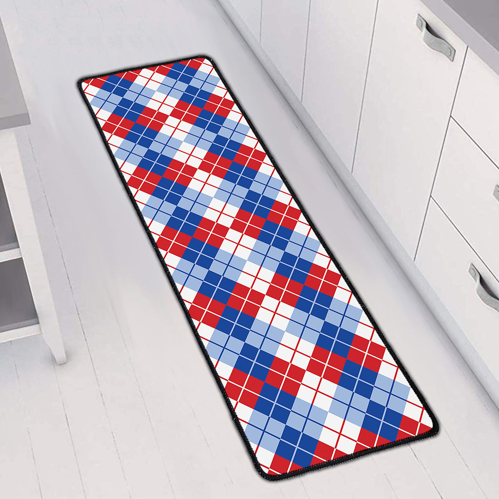 American Argyle Pattern Print Long Kitchen Mat