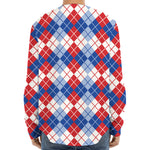 American Argyle Pattern Print Long Sleeve Baseball Jersey