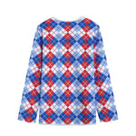 American Argyle Pattern Print Long Sleeve Short Coat