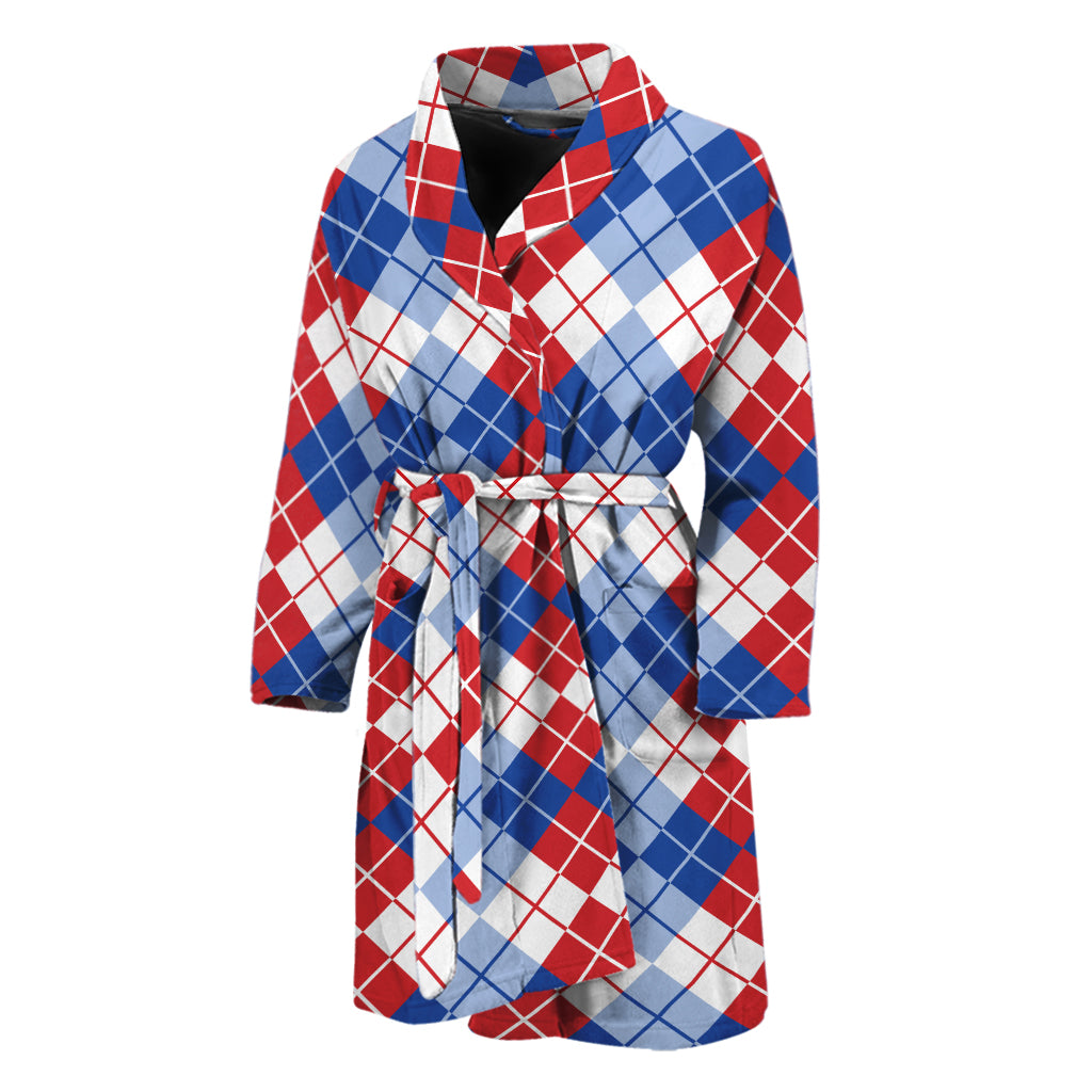 American Argyle Pattern Print Men's Bathrobe