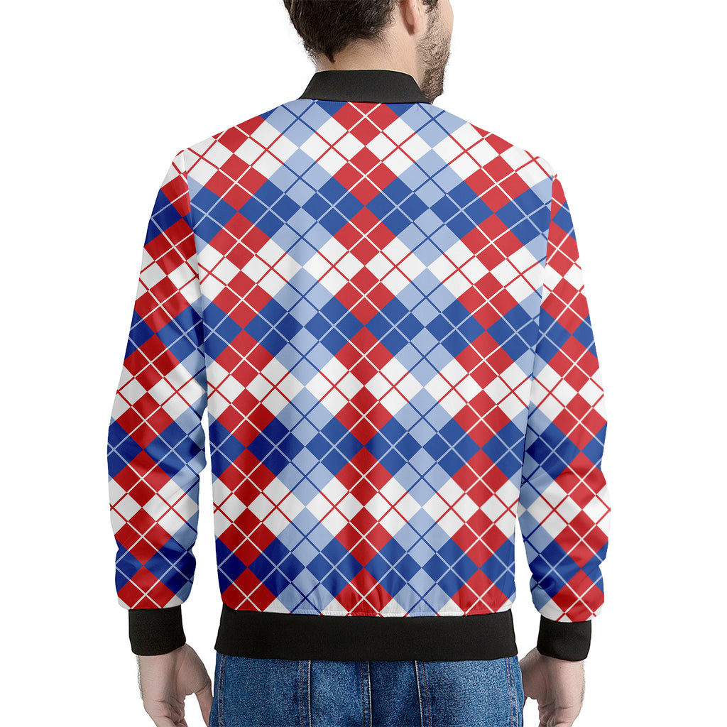 American Argyle Pattern Print Men's Bomber Jacket