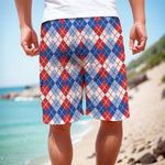 American Argyle Pattern Print Men's Cargo Shorts