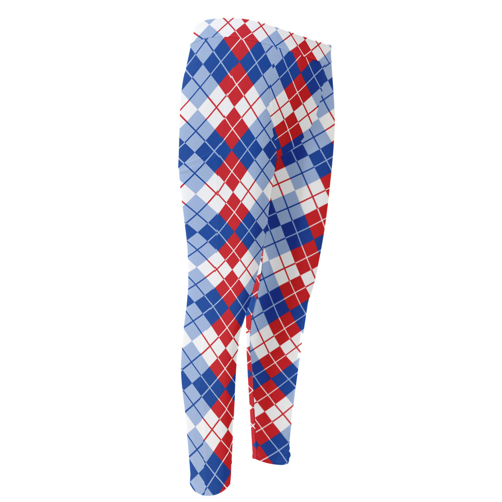 American Argyle Pattern Print Men's Compression Pants