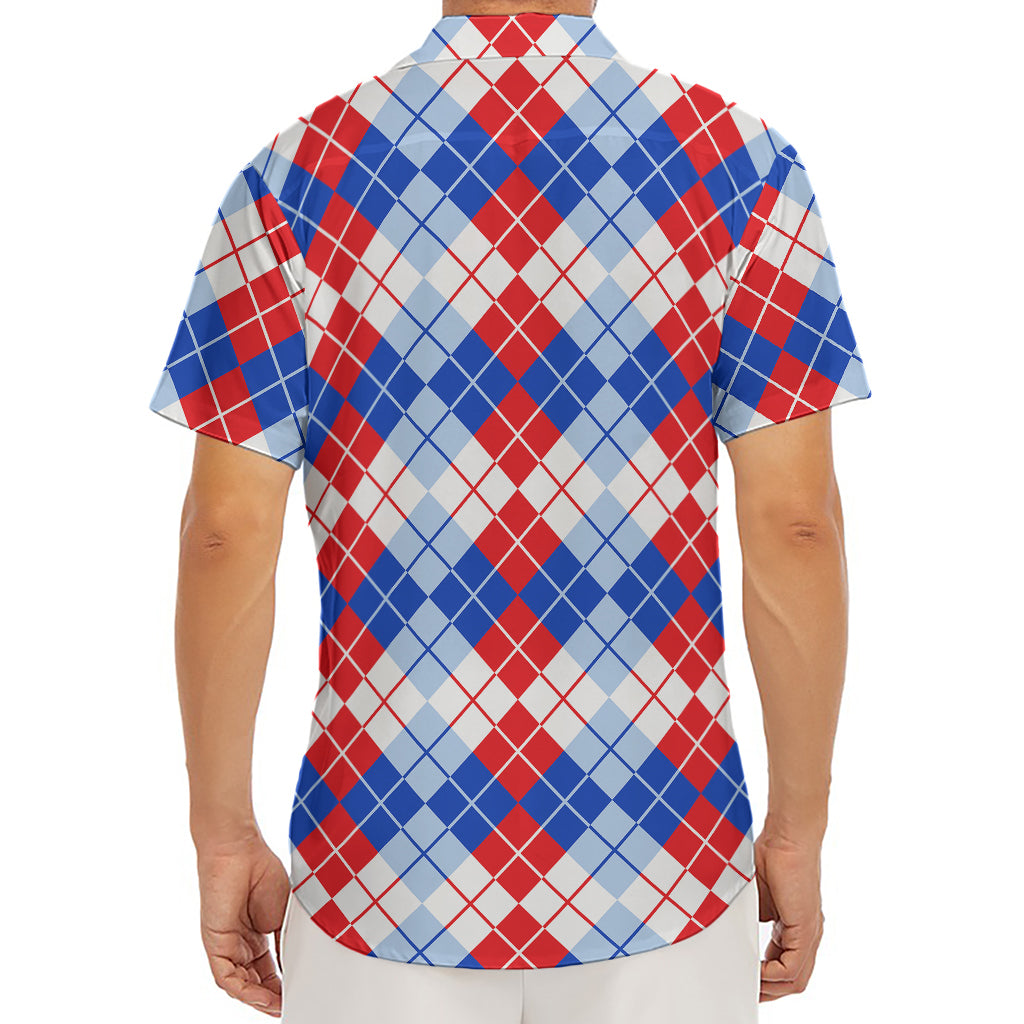 American Argyle Pattern Print Men's Deep V-Neck Shirt