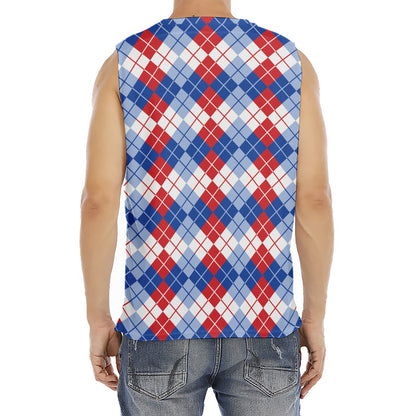 American Argyle Pattern Print Men's Fitness Tank Top
