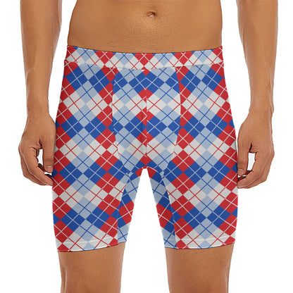 American Argyle Pattern Print Men's Long Boxer Briefs