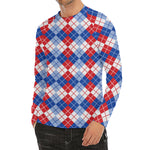 American Argyle Pattern Print Men's Long Sleeve Rash Guard