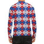 American Argyle Pattern Print Men's Long Sleeve Rash Guard