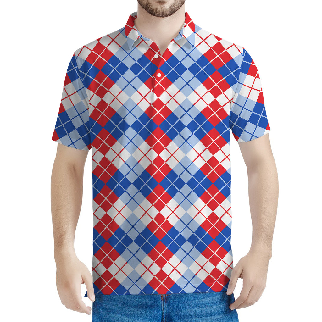 American Argyle Pattern Print Men's Polo Shirt