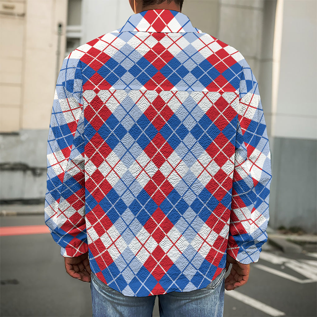 American Argyle Pattern Print Men's Shirt Jacket