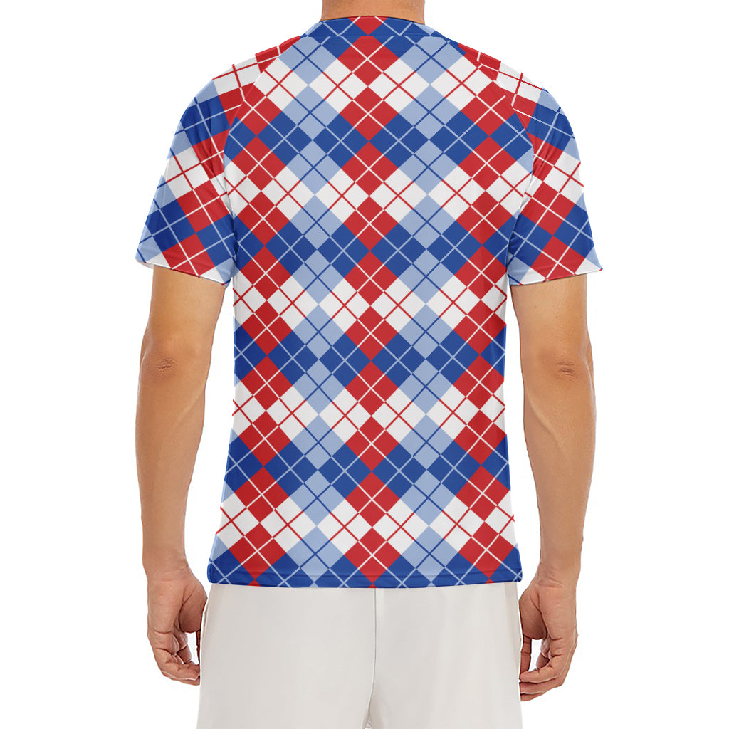 American Argyle Pattern Print Men's Short Sleeve Rash Guard