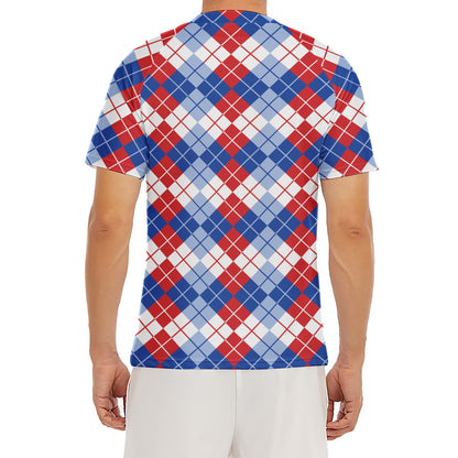 American Argyle Pattern Print Men's Short Sleeve Rash Guard